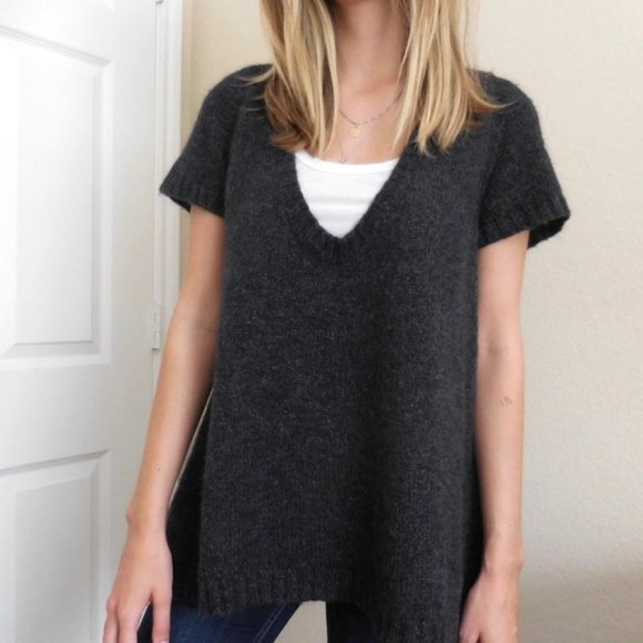 CARTONNIER XS Charcoal Kid Mohair Scoop Neck Sweater SS - Picture 1 of 5